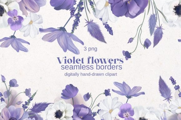 Download Violet Flowers Seamless Border PNG - Violet flower Collection