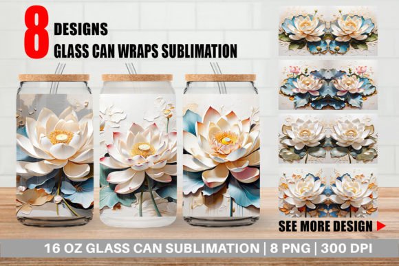 Download Glass Can 3D Lotus Flower Painting - Flower painting Collection