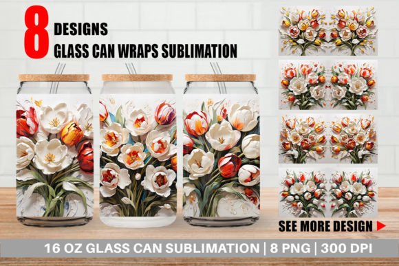 Download Glass Can 3D Tulip Flower Painting - Flower painting Collection