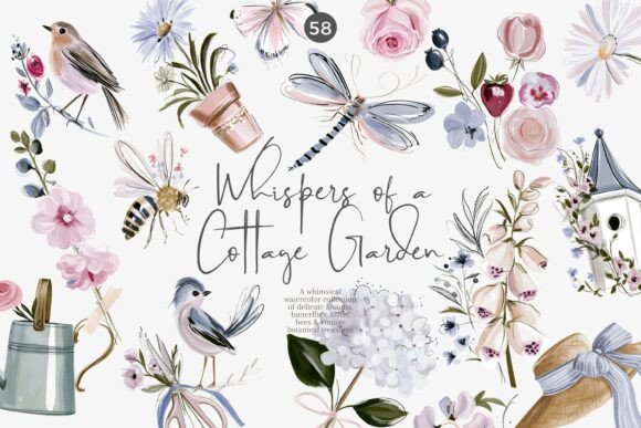 Download Cottage Garden Watercolor Clipart - Garden Collection