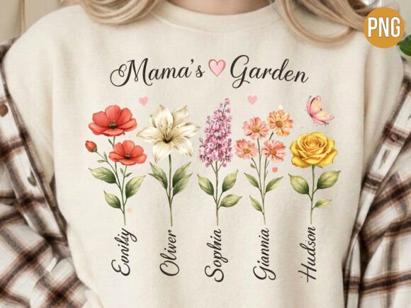 Download Mama's Garden Birth Flower PNG T-shirt - Garden Collection