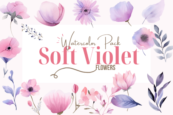 Download Violet Flowers Watercolor Clipart - Violet flower Collection