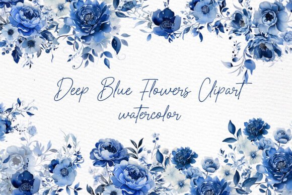 Download Deep Blue Flowers Clipart Blue Peonies - Blue flower Collection