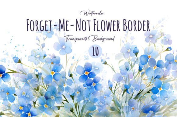 Download Watercolor Blue Flower Border Clipart - Blue flower Collection