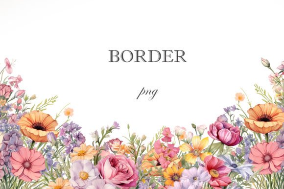 Download Watercolor Garden Flowers Border - Garden Collection