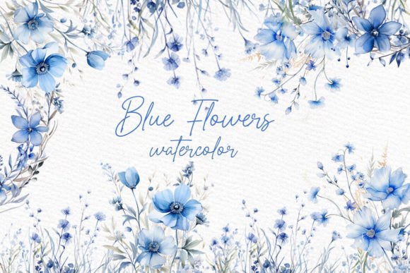 Download Dusty Blue Flowers Clipart Watercolor - Blue flower Collection