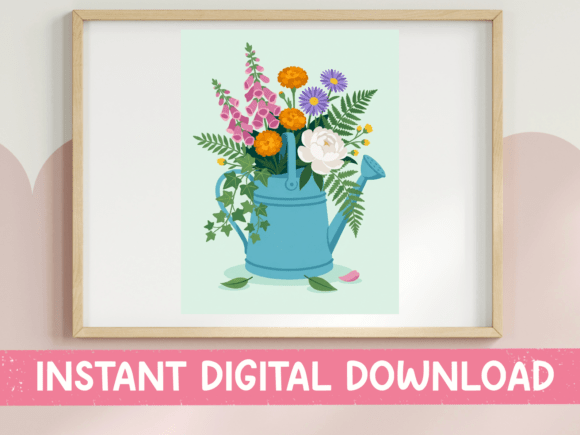 Download Floral Watering Can Garden Art Print - Garden Collection