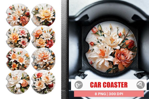 Download Car Coaster 3D Lily Flower Painting - Flower painting Collection
