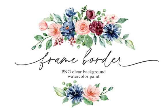 Download Floral Frame Border, Pink Blue Flowers. - Blue flower Collection