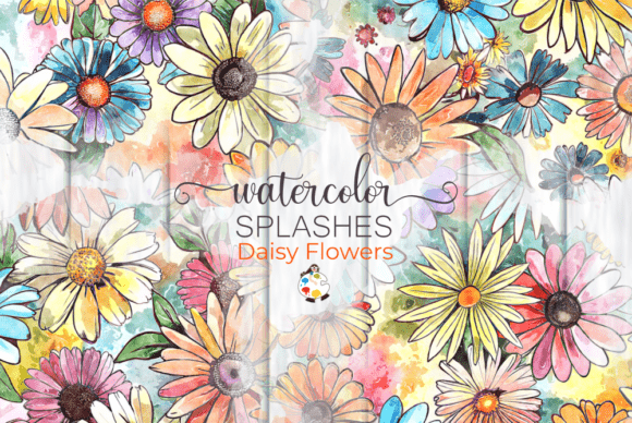 Download Watercolor Daisy Flower Splashes - Daisy flower Collection