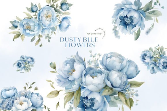 Download Elegant Dusty Blue Flowers Clipart - Blue flower Collection