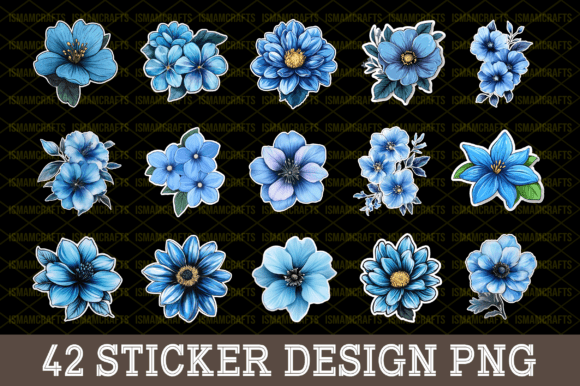 Download Blue Flower Sticker Bundle PNG - Blue flower Collection