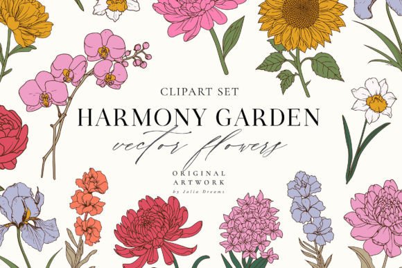 Download Harmony Garden Flowers SVG Clipart Set - Garden Collection