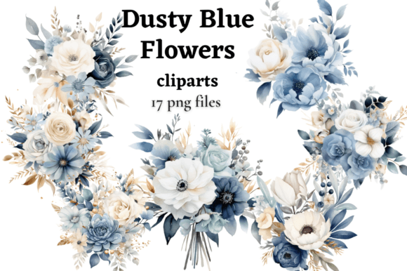 Download Dusty Blue Flower Arrangement Cliparts - Blue flower Collection