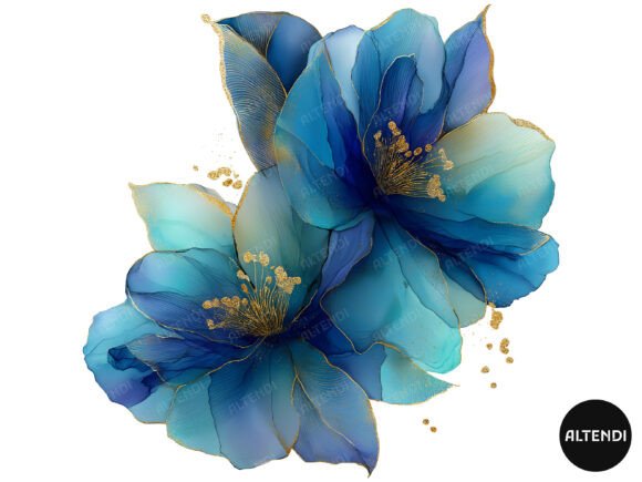 Download Watercolor Abstract Blue Flower Clipart - Blue flower Collection
