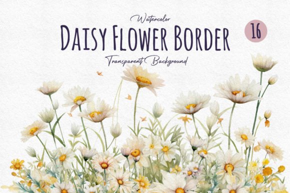 Download Watercolor Daisy Flower Border Clipart - Daisy flower Collection