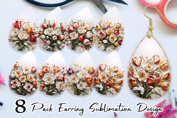 Download Earring 3D Tulip Flower Painting - Flower painting Collection