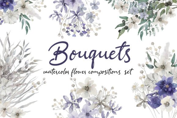 Download Ivory &amp; Violet Flower Bouquets Art Set - Violet flower Collection