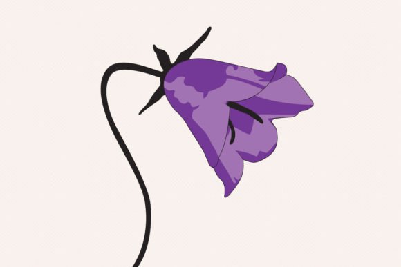 Download Vector Violet Flower with Stem Line Art - Violet flower Collection