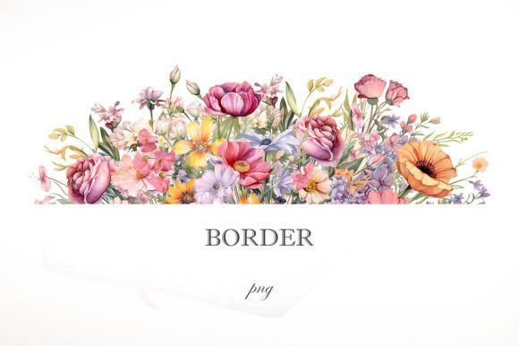 Download Watercolor Garden Flowers Border - Garden Collection