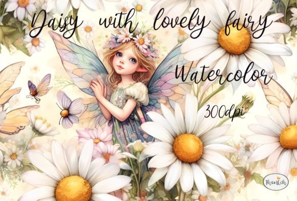 Download Watercolor Daisy Flower with Fairy - Daisy flower Collection