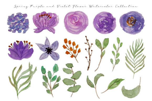 Download Spring Purple &amp; Violet Flower Watercolor - Violet flower Collection