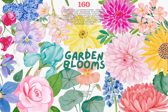 Download Watercolor Garden Flowers Clipart Set - Garden Collection
