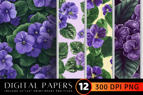 Download African Violet Flowers Digital Paper - Violet flower Collection