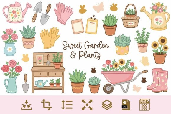 Download Sweet Garden Clipart PNG &amp; SVG Bundle - Premium Resources
