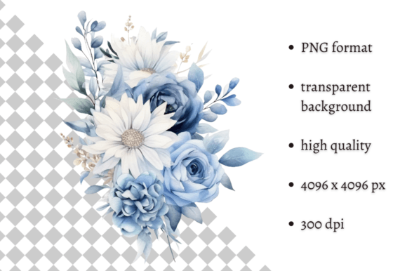 Download Dusty Blue Flowers PNG Illustration - Blue flower Collection
