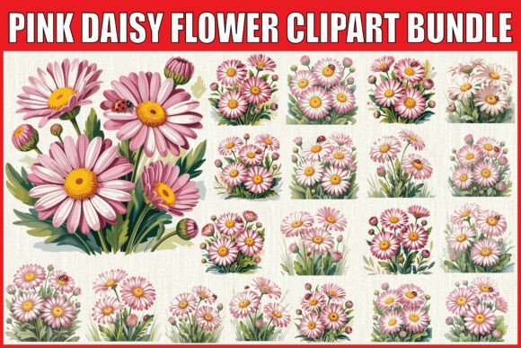 Download Pink Daisy Flower Clipart Bundle - Premium Bundle