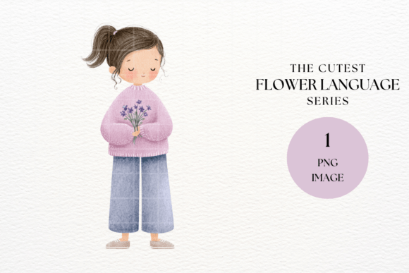 Download Girl Holding Violet Flowers Clipart PNG - Violet flower Collection
