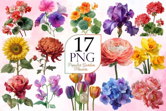 Download Popular Garden Flowers PNG Bundle - Garden Collection