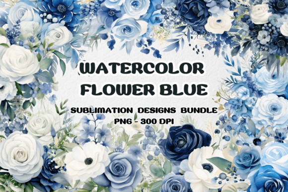 Download Watercolor Blue Flower Bouquet Clipart - Blue flower Collection